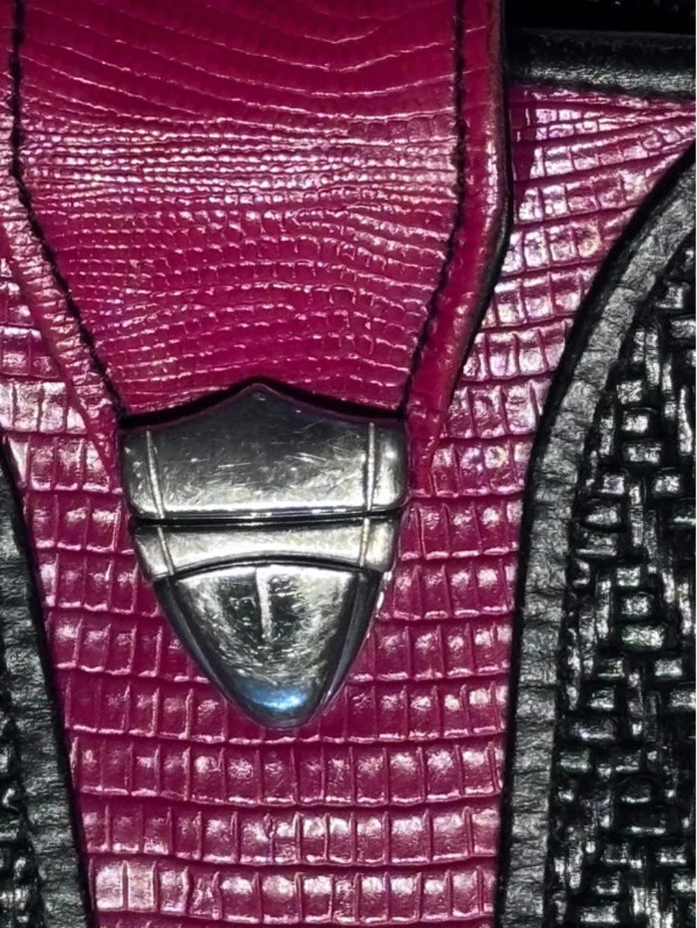 A Vintage Roche Leather 2002 Fuchsia & Black Textured Backpack